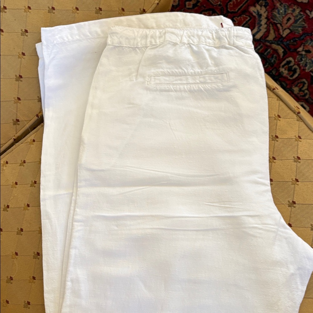 Merona White Wide Leg Pants linen blend like new large